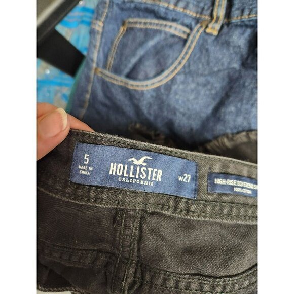Hollister Black High-Rise Boyfriend Shorts W27 100% Cotton Distressed Design Wom - Picture 5 of 5